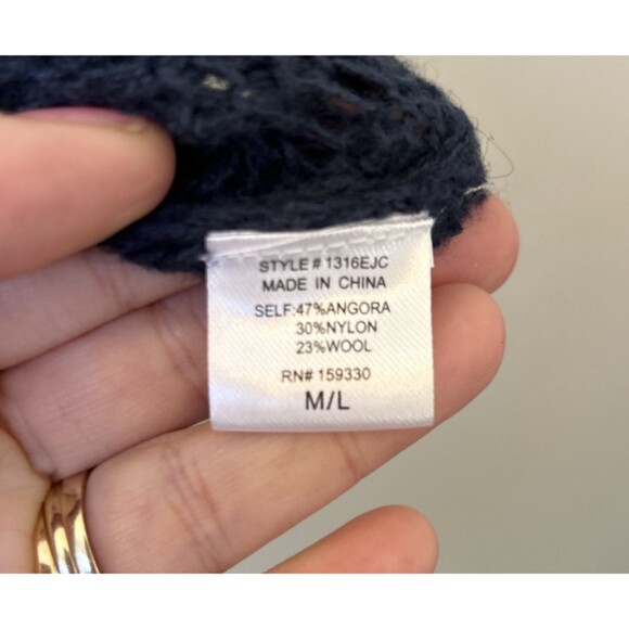 Elle Grey Womens Angora Crochet Cardigan Sz M/L Navy Boho Cottagecore Dainty NWT - Picture 5 of 11